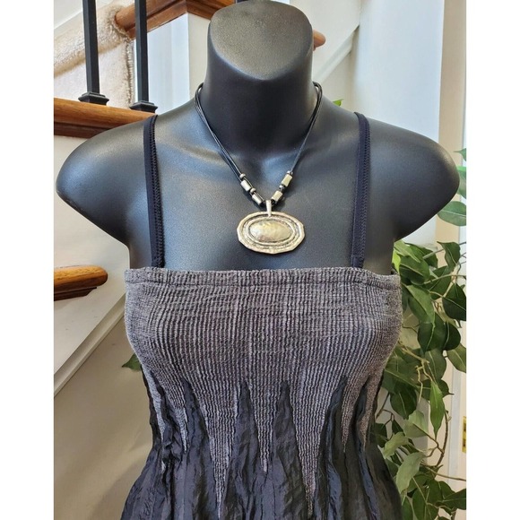 Lapsi Women Black Floral Polyester Square Neck Sleeveless Long Maxi Dress Size 1 - Picture 2 of 10